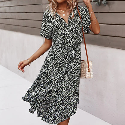 Margaret - Floral V-Neck Dress