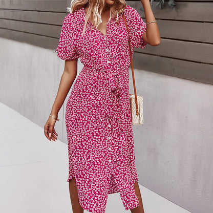 Margaret - Floral V-Neck Dress